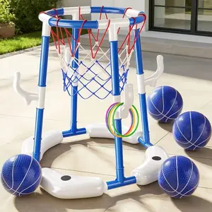 360 Degree Floating Pool Basketball Game, Two-In-One Water Basketball Rack, Includes 4 Balls and 12 Hoops, Ideal Gift, Random Colors