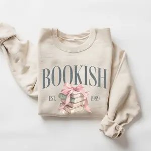 Bookish Sweatshirt, Coquette Book Lover Hoodie, Bookish Gift, Gift for Book Lover, Bookworm Pullover Sweatshirt, Coquette Aesthetic Reading Crewneck Womenswear Long Sleeves Graphic Fabric Shirt