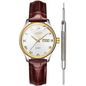 Brand OLEVS Classic Watches for Women Analog Quartz Watch Stainless Steel Rugged Waterproof Watches Roman Numeral Unique Calendar Date Business Wrist Watch