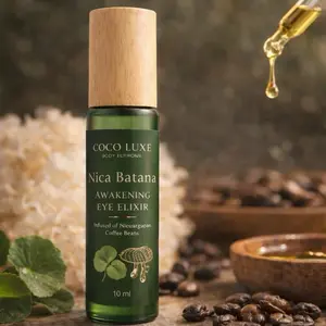 Nica Eye Elixir| Batana oil+ Coffee under eye roller |Awakening Eye Serum for Puffiness and Tired Eyes