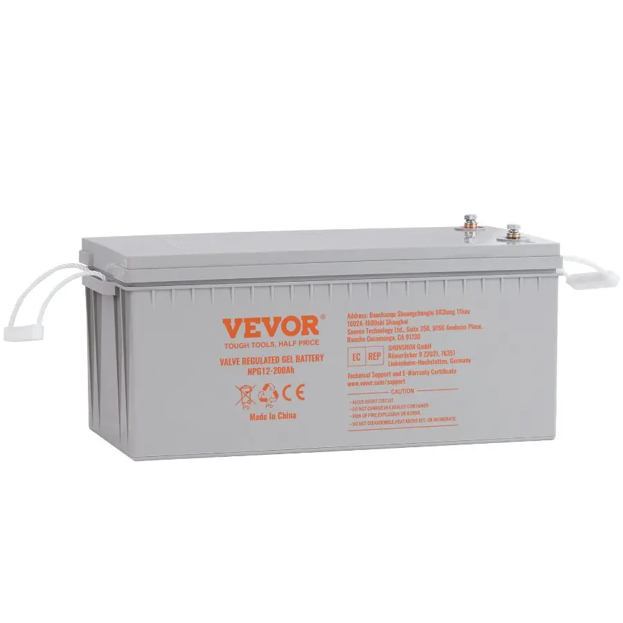 【Summerfinds】 VEVOR 12V 200AH High Power Deep Cycle Glass Mat AGM Rechargeable Marine Battery, Compact Low Discharge for Boats, Solar Off-Grid RV, UPS Backup, 1400A Current