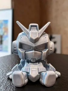 Handmade Blue & White Porcelain Robot Figurine – Unique Artistic Gift & Home Decor