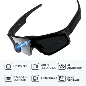 AI Smart Sports Glasses, Multifunctional Smart Eyewear, 8MP HD Camera Anti-Shake Dual Stabilization (Physical + EIS), 1200P Video Recording, 3200W Photo Capture, AI Translation Image Recognition/Conversation Wi-Fi Transfer for Outdoor Cycling Hiking