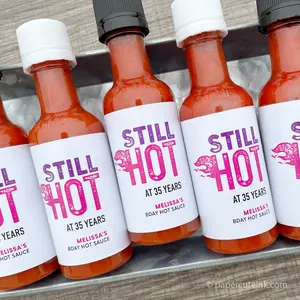 Still Hot Birthday Party Mini Hot Sauce Favors, Set of 12 Labels