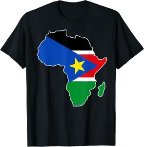 South Sudan flag clipped inside Africa map T-Shirt - Robynreede Shop 35B07S1HFLTP