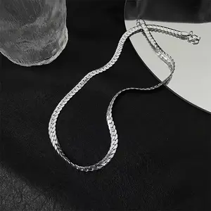 Silver Cuban Link Chain for Women Men - Shiny 925 Sterling Silver Plated Necklace, Trendy Hip Hop Daily Wear Jewelry, No Tarnish Durable Accessory