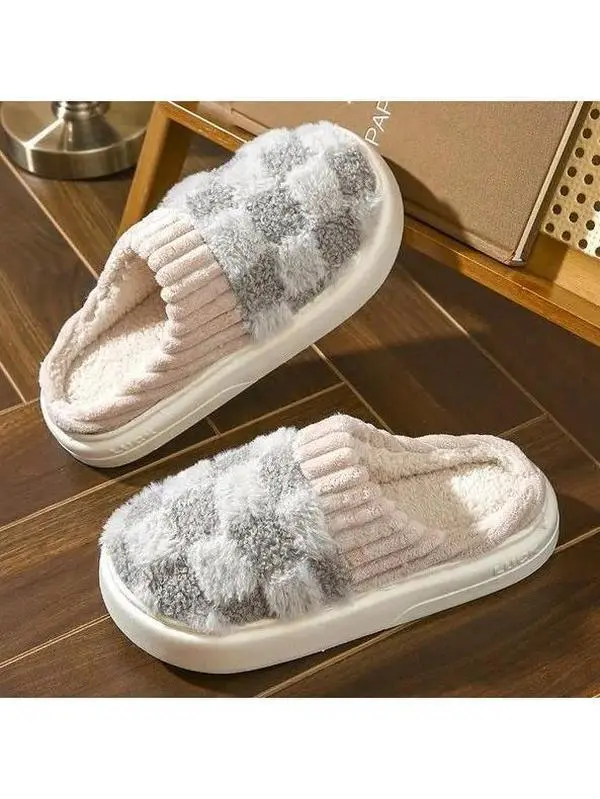 Cotton slippers for women, anti slip cashmere for warmth, monthly slippers for indoor home, cute and fluffy cotton mop Girl Footwear Flipflop
