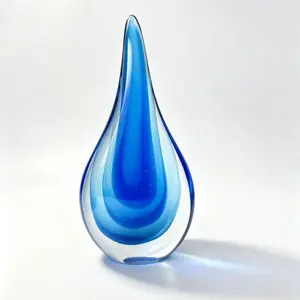 Hand Blown Nordic Glass Decor, Murano Glass Statue, Colorful Teardrop Sculpture, Mediterranean Art, Holiday Gift, No Power Needed