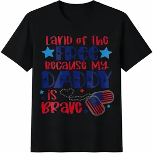 Land 0f The Free Because My Daddy Is Brave Military Child Shirt,Purple Military Kids Shirt,America Purple Up Shirt,4th Of July Gift For Kids