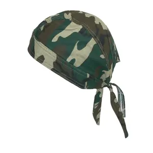 CTM Men's Cotton Camo Do Rag Cap with Premium Lining