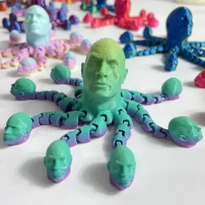 3D Printed Octopus Head Design Ornament, 1 Count Creative Desktop Decoration, Office Desktop Decoration, Home Decor Supplies, Collectible Room Decor