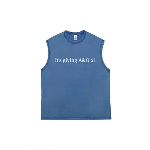 Retro Washed "it's giving A&O x1" Tank Top - Gen Z Sleeveless Tee Unisex Y2K Streetwear