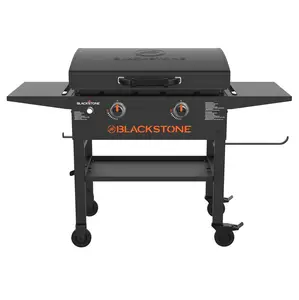 Blackstone Original Outdoor Griddle, 2-Burner 28" Flat Top Grill with Hood and Wheels, Black