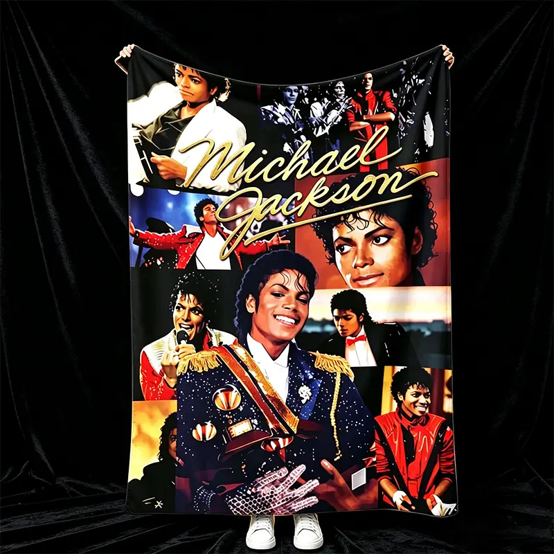 Michael Jackson King of Pop Art Flannel Throw Blanket, Soft Warm MJ Music Legend Print for Bedroom & Couch, Cozy Bed Sofa Decor, Fan Room Accent, Birthday Holiday Gift for Pop Music Lovers, Teens & Adults