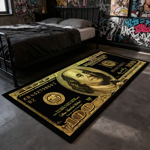 Dollar rug, 1 Count long rug, soft velvet area rug, Decorative rug, Luxury US dollar pattern money rug, gift , home room decor, Home decor rugs, suitable for bedside，bedroom, hallway, kitchen, bathroom, living room and other scenes, Multiple sizes