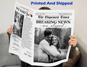 Custom Elopement Wedding Newspaper with Photos, Printable Wedding Keepsake, Proposal Announcement Newspaper, Unique Wedding Bouquet Insert, Bulk Order Available