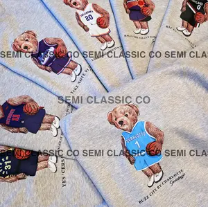 Basketball All Team Graphic Heather Grey Sweatshirt Pullover Vintage Sport Varsity Crewneck