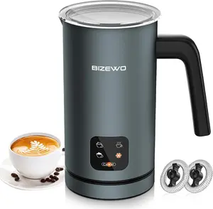 BIZEWO Milk Frother Electric, Coffee Frother, Warm and Cold Milk Foamer, 4-IN-1 Automatic Milk Warmer Stainless Steel with Touch Screen, Frother for Coffee, Latte, Hot Chocolate，Black Friday.