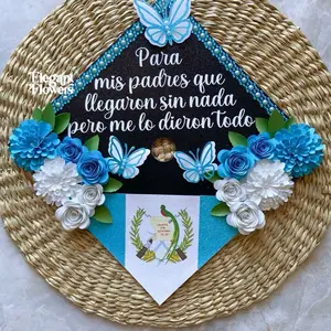 Customizable Graduation Cap Guatemala- Cap Floral Design- Send a Message for Any Changes