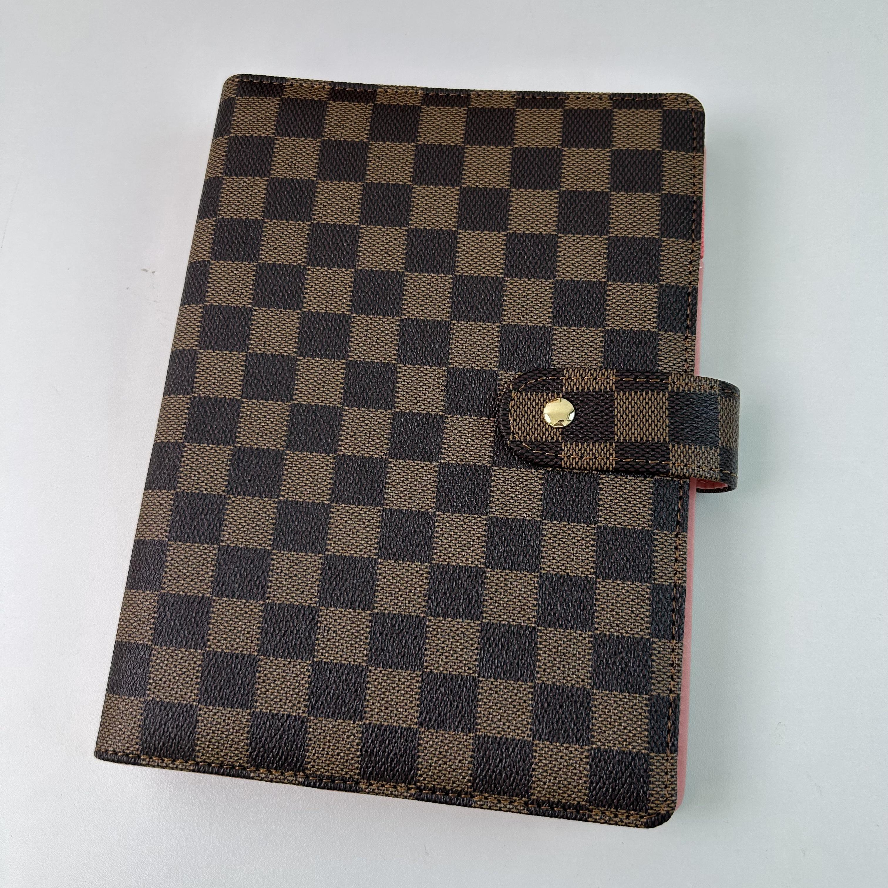 Vintage checkered A5 hardcover notebook, snap-closure password log book, faux leather journal for office and daily records accessories Vintage checkered A5 hardcover notebook, snap-closure password log book, faux leather journal for office and daily records accessories