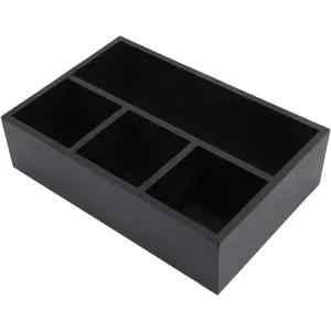 Wood Black Tea Bag Organizer, 4 Compartments Tea Bag Holder, Large Capacity Storage Container for Sugar Packet and Coffee Station, Tea Caddy for Countertop