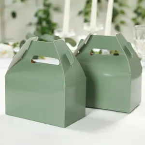 25 Pack Candy Gift Tote Gable Boxes, Dusty Sage Green Party Favor Treat Boxes - 6"x3.5"x7"