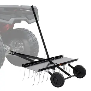 VEVOR Tow Behind Dethatcher, 40-inch Tow Dethatcher with 20 Spring Steel Tines, Lawn Dethatcher Rake for ATV Mower, Tow Behind Lawn Rake with Lift Handle for Garden Farm Grass