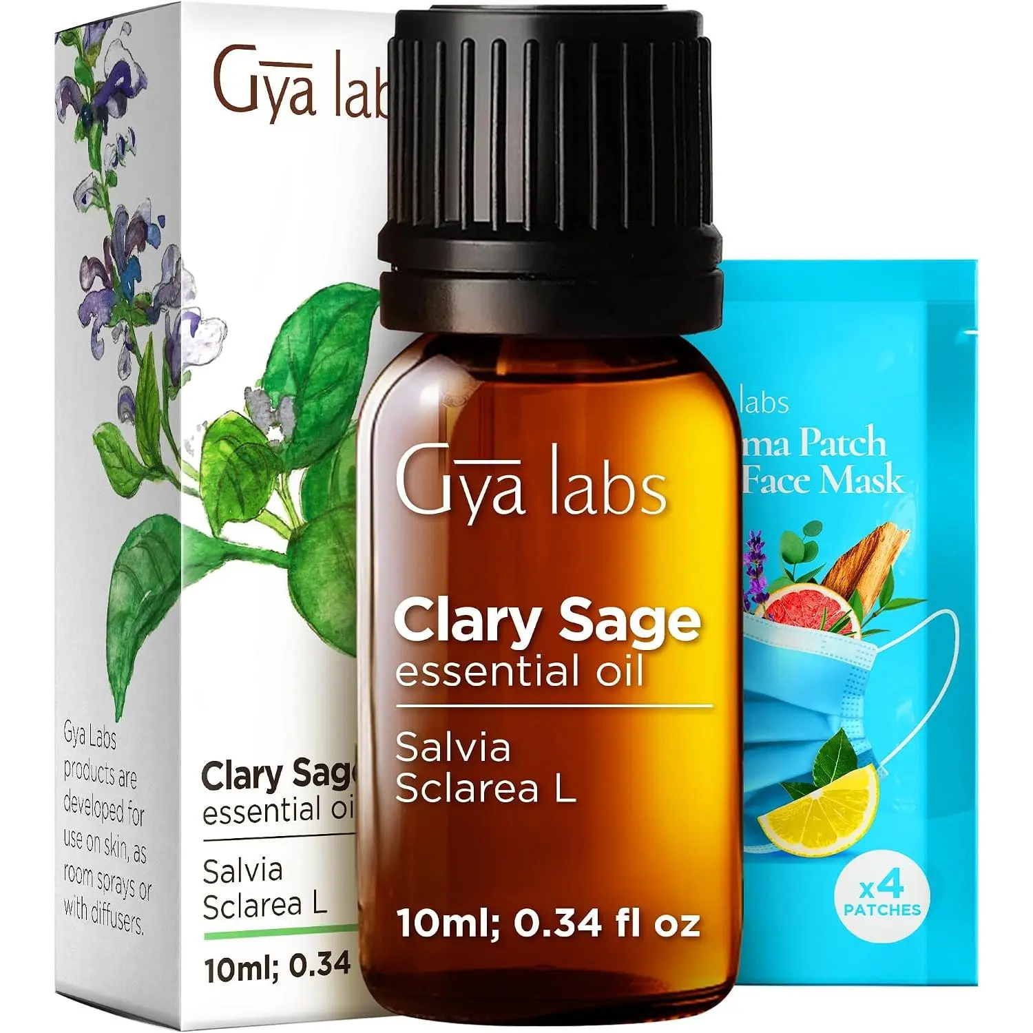 Gya Labs Pure Clary Sage Essential Oil - 0.34 Fl Oz - Clary Sage Oil for Hair, Skin, Diffuser, Aromatherapy & DIY Candle Making Scent