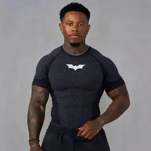 Bat Style New Men's Compression T-Shirt, Fitted, Suitable for Fitness, Running, Training, Quick-Drying Short Sleeve
