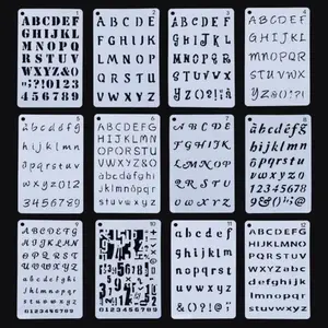 12 Pack Reusable Letter Stencils, 7 X 8inch Plastic Alphabet Letters, Customized Craft Supplies for Drawing and Painting