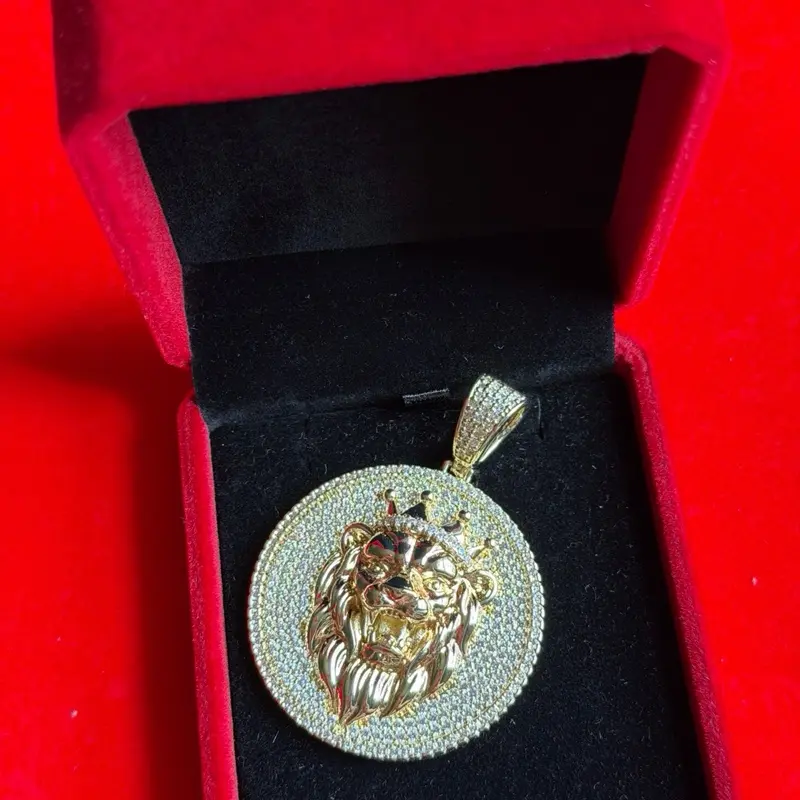 Ice Gold plated king lion pendant