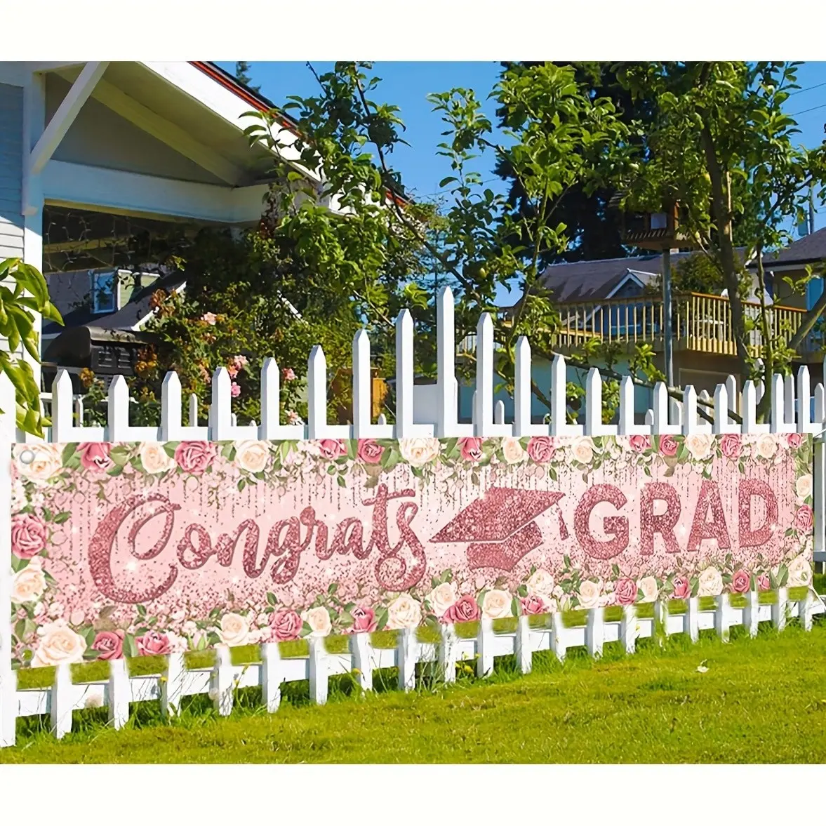 Graduation Banner 2026 Pink Graduation Decorations Large Rose Gold Congrats Grad Banner Class of 2026 Yard Sign Graduation Theme Backdrop for Grad Party Decor Supplies Party Decorations Banners Decorative Banner Photo Backdrops Graduation Yard Signs