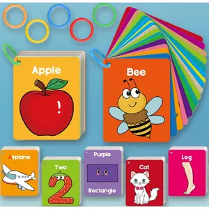 Toddler Cognitive Flash Cards for Kids Learn Alphabet Numbers Shapes Colors Animals First Words Preschool Educational Learning Toys