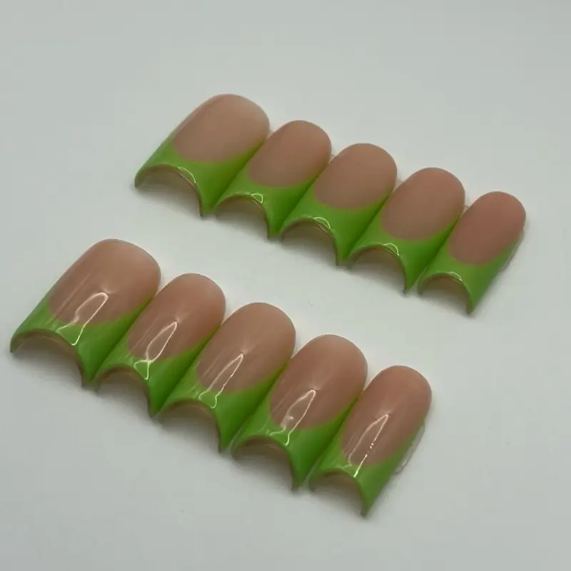 Buttercup Green French Tips press on nails