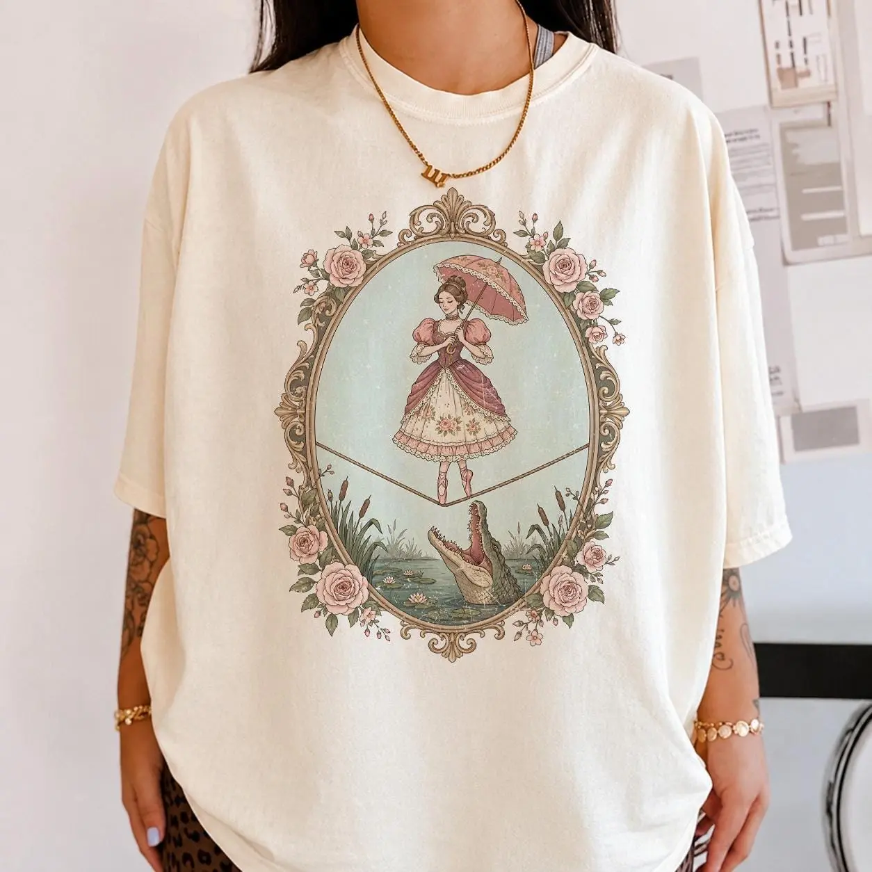 Haunted Mansion Tightrope Girl Shirt, Flower Tightrope Walker T-shirt, Gothic Sally Slater Tee, Halloween Party Trip