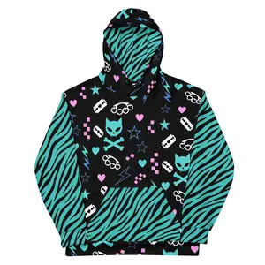 Scene Kid Zebra Skull Blade All Over Print Unisex Cotton Hoodie