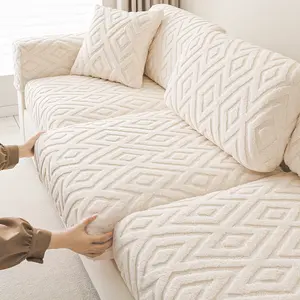 Solid Color Geometric Pattern Sofa Cover, 1 Count Non-slip Sofa Slipcover, Washable Sofa Slipcover, Dustproof Sofa Protector for Home Living Room, Couch Covers, Soft Sofa Protector, Quilted Sofa Cover