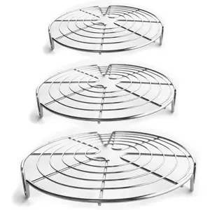 Round Cooling Racks for Cooking & Baking, Stainless Steel Steamer Rack, Canning Rack, Cake Cooling Rack - Circle Wire Cooling Rack for Air Fryer, Instapot, Cake Pans - 3 count 7.5", 9", 10.5"