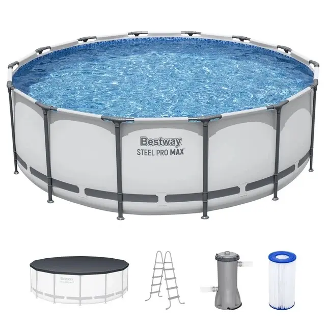 Bestway Steel Pro MAX 15'x42" Round Above Ground Swimming Pool with Pump & Cover