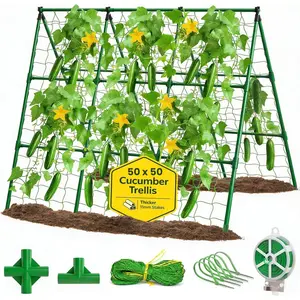 50x50 Cucumber Trellis for Raised Bed - A Frame Garden Trellis for Climbing  Outdoor - Cucumbers, Pea, Zucchini, Squash,Tomato, Green Bean, Vine, Watermelon, Melon, Pumpkin