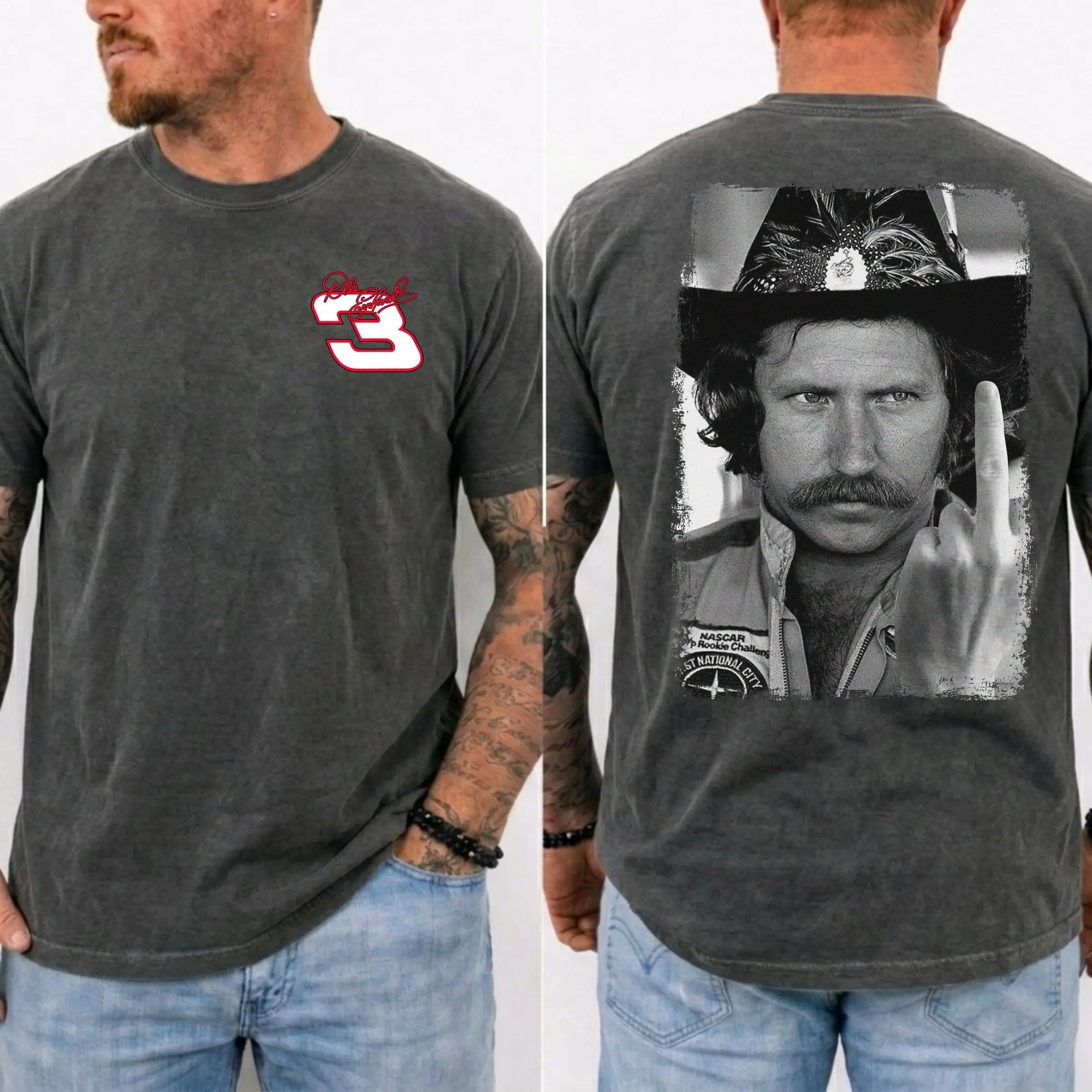 Dale Earnhardt Middle Finger Vintage Style Unisex T-shirt, Racing Middle Finger shirt, Racing Fan TShirt, Nascar Tee , Car racing Gift For Fans, MADE IN USA