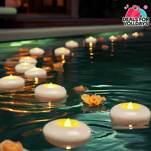 3” Flameless  Floating Candles, 200 Hour White Battery Operate Waterproof Tealights for Cylinder Vases, Centerpieces at Wedding Decor, Party, Pool Led Restaurant Lamp Led Table Lamp  Lighting  christmas lights #SummerVibes memorial day summerwins