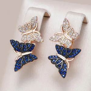 Elegant Butterfly Earrings - Elegant Style Golden Color Clip Earrings for Women, Synthetic Zirconia, Perfect for Weddings & Daily Wear