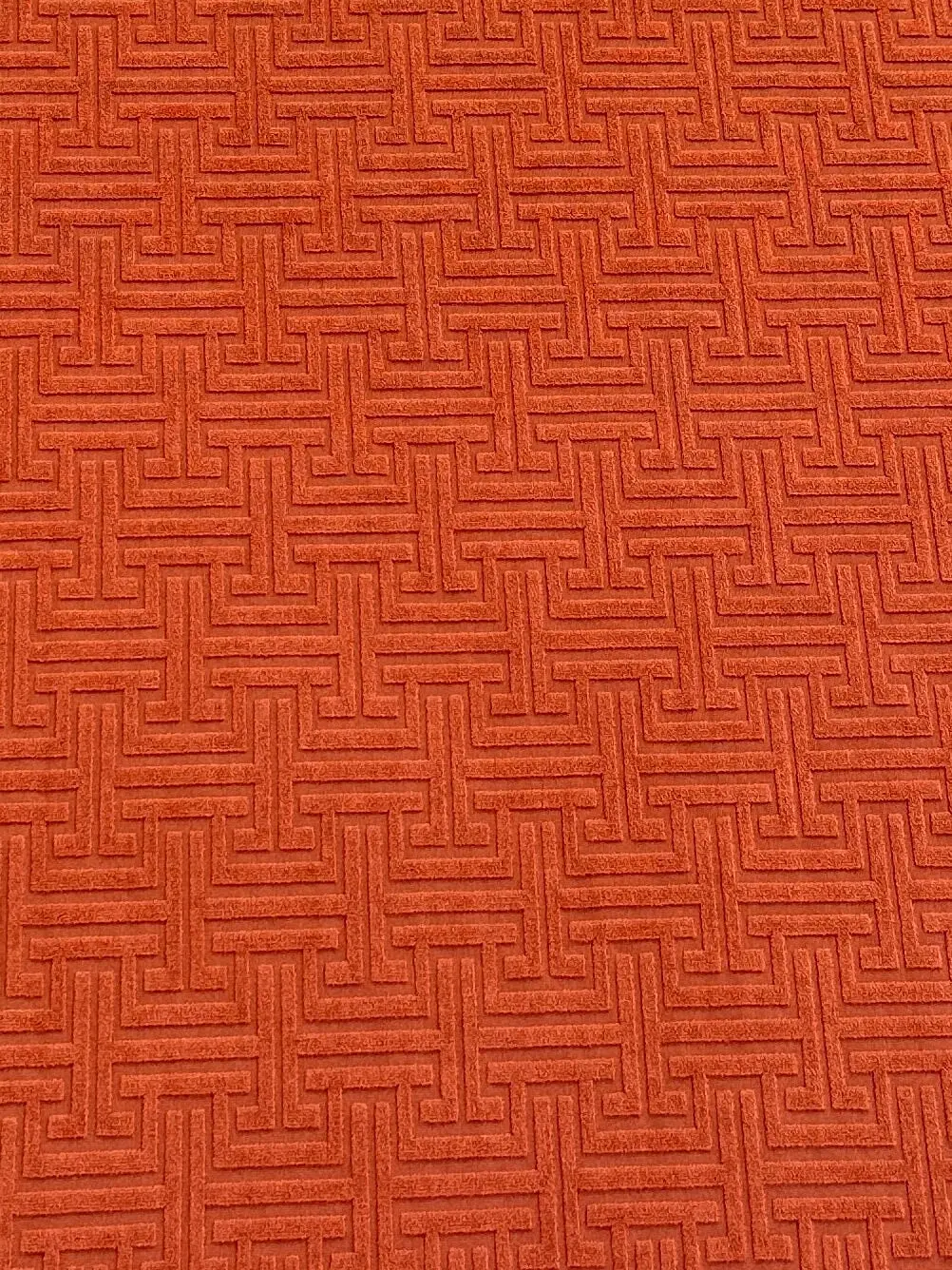 Burnt Orange Textured Geometric Pattern Jersey Knit