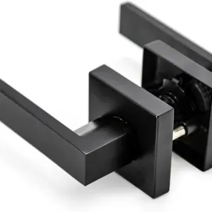 Passage Keyless Door Handle Lever for Right and Left Handed Doors with Full Set Lockset and Matching Screws for Closet Hallway Black Matte