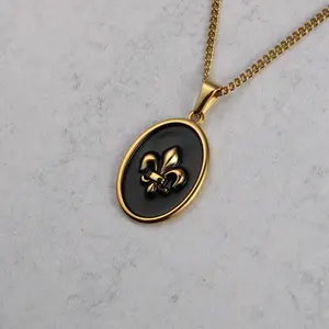 Gold Fleur De Lis Pendant Chain Necklace