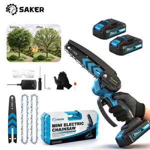 【MothersDayGift】Saker 4/6-Inch Mini Chainsaw -3000mAh Long-Lasting Battery Power (2PCS), Upgraded Pure Copper Motor, One-Handed Electric Saw for Men & Women, Portable Wood Cutting Garden Tool Gifts