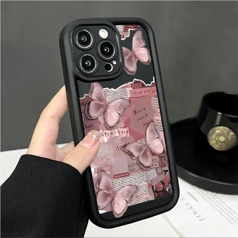 The Pink Butterfly Handle offers a comfortable and stylish design, made with a high-quality protective case, suitable for iPhone 17/16/15/14/13/12/11/X/XS/XS Max/16E/12/13 Mini. It makes a perfect holiday gift for friends, family, or yourself., Accessorie