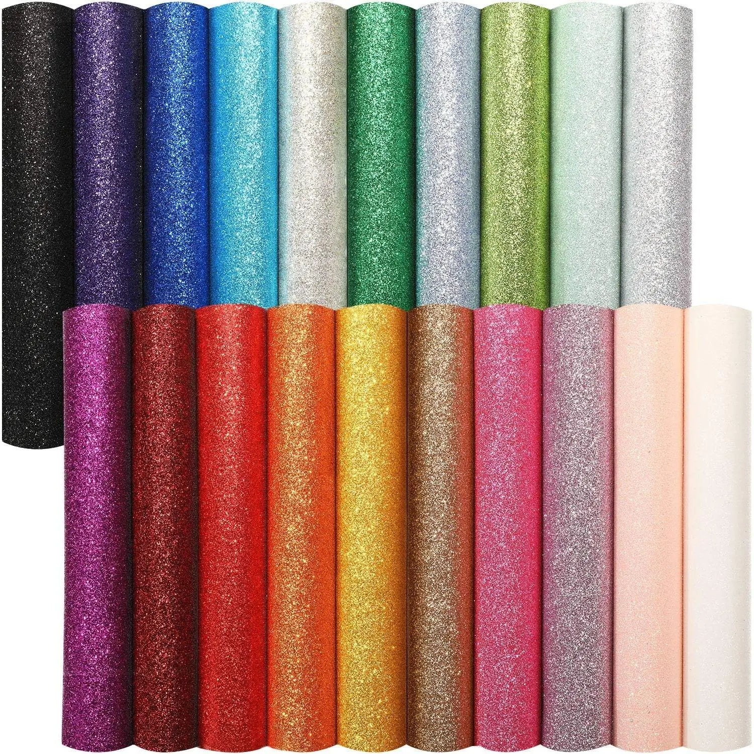 Glitter Effect Shiny PU Faux Leather Sheets (20 Pieces, 8.3x11.8 In) - Synthetic Fabric for DIY Crafts, Wedding Sewing, Earrings Making