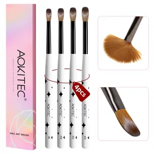Aokitec Acrylic Nail Brush Set - 4PCS Kolinsky Acrylic Nail Brushes Size 8/10/12/14  Nail Brushes for Acrylic Powder, Acrylic Application, Nail Extension & 3D Nail Carving for Beginner & Professional